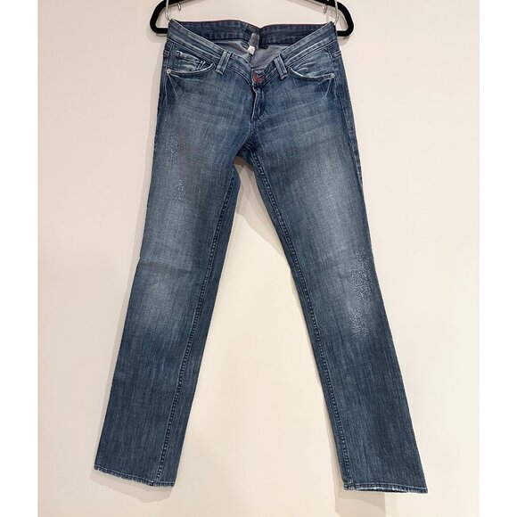 Armani Exchange Jeans Womans Size 4 Low Rise Straight Leg Distressed Denim - Picture 5 of 13